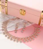 Mad Club  American Diamond Rose Gold Plated Necklace With Earrings For Women, Girls   Jewellery Set For Wedding,