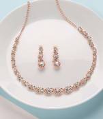 Mad Club  American Diamond Rose Gold Plated Necklace With Earrings For Women, Girls   Jewellery Set For Wedding,