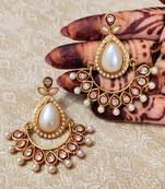 LALSO White Pearls Meenakari Gold plated Earring Jewelry 