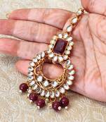 LALSO Maroon Kundan Gold plated Maangtikka Jewelry 