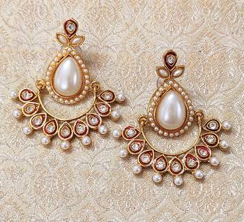 LALSO White Pearls Meenakari Gold plated Earring Jewelry  2
