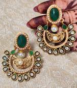 LALSO Green Pearls Meenakari Gold plated Earring Jewelry 