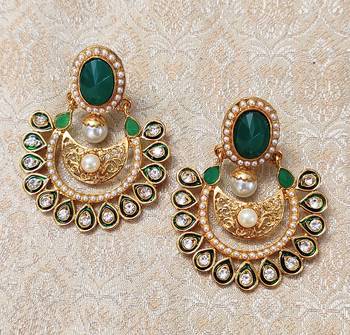 LALSO Green Pearls Meenakari Gold plated Earring Jewelry  2