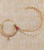 LALSO Multicolour Pearl Gold plated Big Bridal Nosering Nosepin Jewelry 