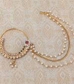 LALSO Multicolour Pearl Gold plated Big Bridal Nosering Nosepin Jewelry 