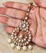 LALSO White Kundan Pearl Gold plated Maangtikka Jewelry 