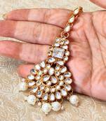 LALSO White Kundan Gold plated Maangtikka Jewelry 