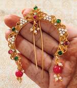 LALSO Multicolour Kempu Pearl Gold plated Veni Hair Accessories Jewelry 