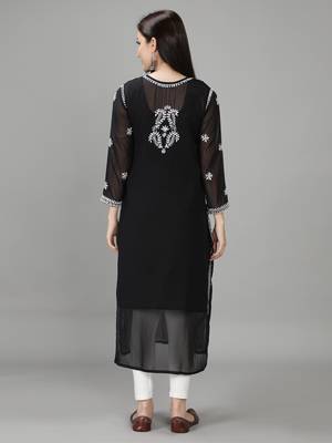 Black embroidered georgette chikankari-kurtis 2