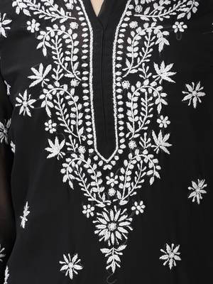 Black embroidered georgette chikankari-kurtis 4