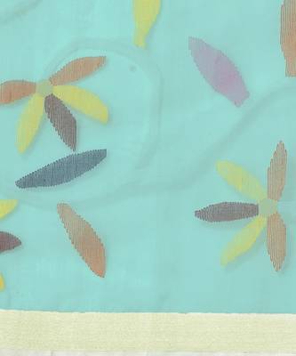 Turquoise Handloom Jamdani On Pure Resham Silk  3