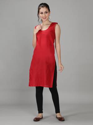 HAND EMBROIDERED LUCKNOWI CHIKANKARI RED GEORGETTE KURTA WITH SLIP 6