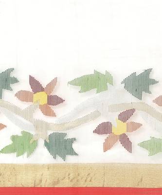 White Handloom Jamdani On Pure Resham Silk  3