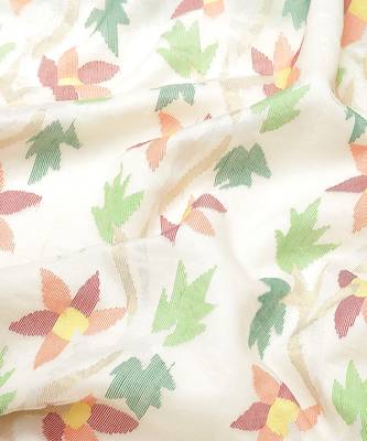 White Handloom Jamdani On Pure Resham Silk  5