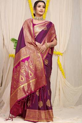 Multicolor hand woven banarasi saree with blouse 2