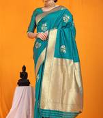 Multicolor hand woven banarasi saree with blouse