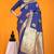 Blue hand woven banarasi saree with blouse
