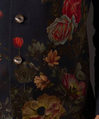Black Cotton Floral Printed Bundi Jacket 3