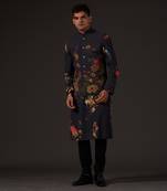 Black Cotton Floral Printed Bundi Jacket