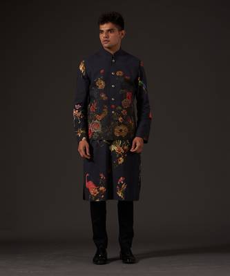 Black Cotton Floral Printed Bundi Jacket 8