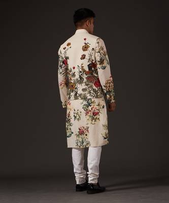 Beige Floral Printed Bundi Set 7