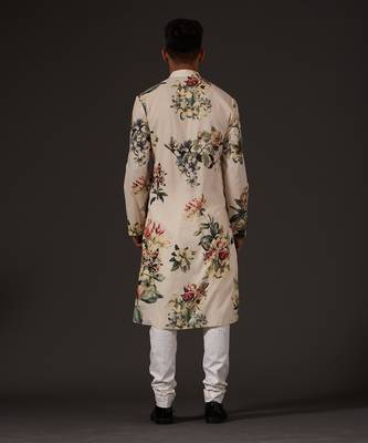 Beige Floral Printed Kurta Set 5