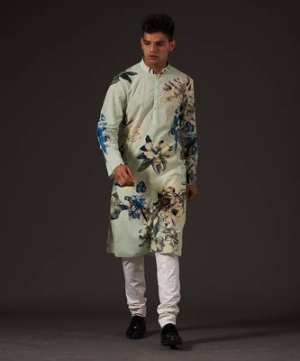 Green Floral Printed Kurta Set 1