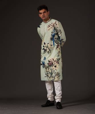 Green Floral Printed Kurta Set 3