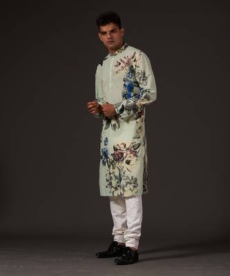 Green Floral Printed Kurta Set 4