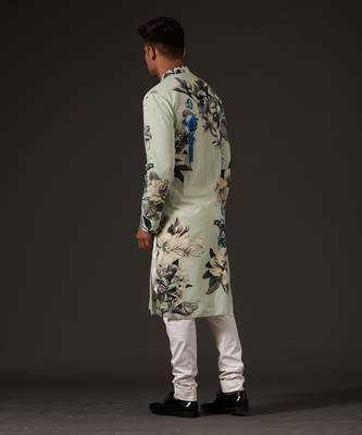 Green Floral Printed Kurta Set 5