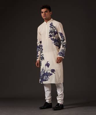 Beige Floral Printed Kurta Set 1