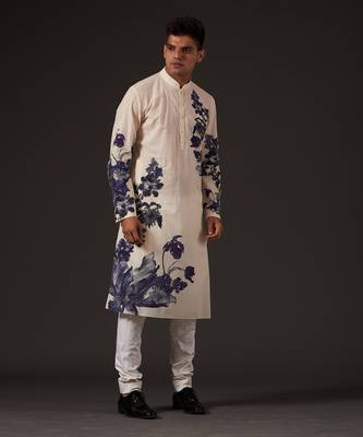Beige Floral Printed Kurta Set 2