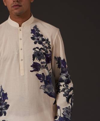 Beige Floral Printed Kurta Set 4