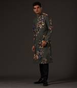 Grey Floral Printed Kurta Set