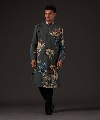 Grey Bird Printed Kurta Set 2