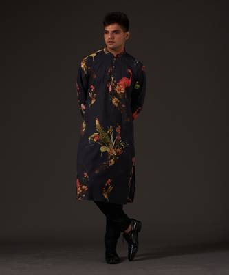 Black Bird Printed Kurta Set 5