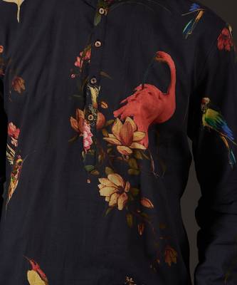 Black Bird Printed Kurta Set 8