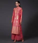 Coral Pink Block Printed Kurta Set