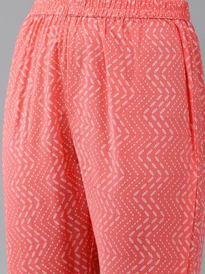 Peach printed cotton ethnic-kurtis 5