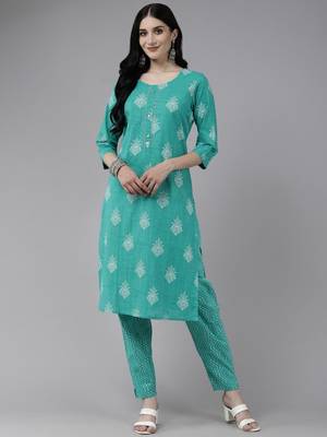 Green printed cotton ethnic-kurtis 1