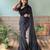 Black woven georgette saree with blouse