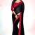 black and red plain georgette saree with blouse