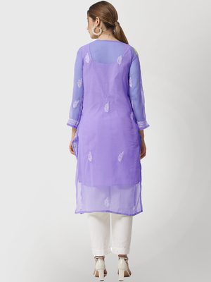 Purple embroidered georgette chikankari-kurtis 3