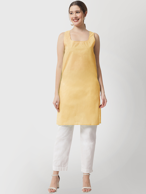 Yellow embroidered georgette chikankari-kurtis 5