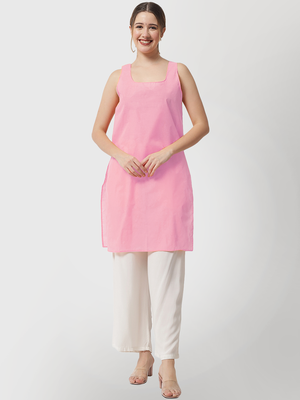 Pink embroidered georgette chikankari-kurtis 4