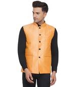 Pink printed jaquard nehru-jacket