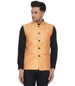 Pink printed jaquard nehru-jacket