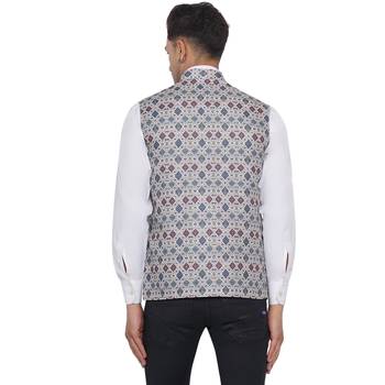 White printed cotton nehru-jacket 4