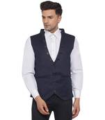 Blue plain poly cotton waist coat