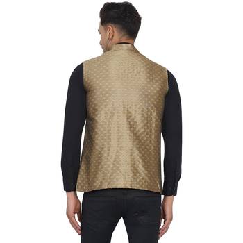 Brown printed jaquard nehru-jacket 4